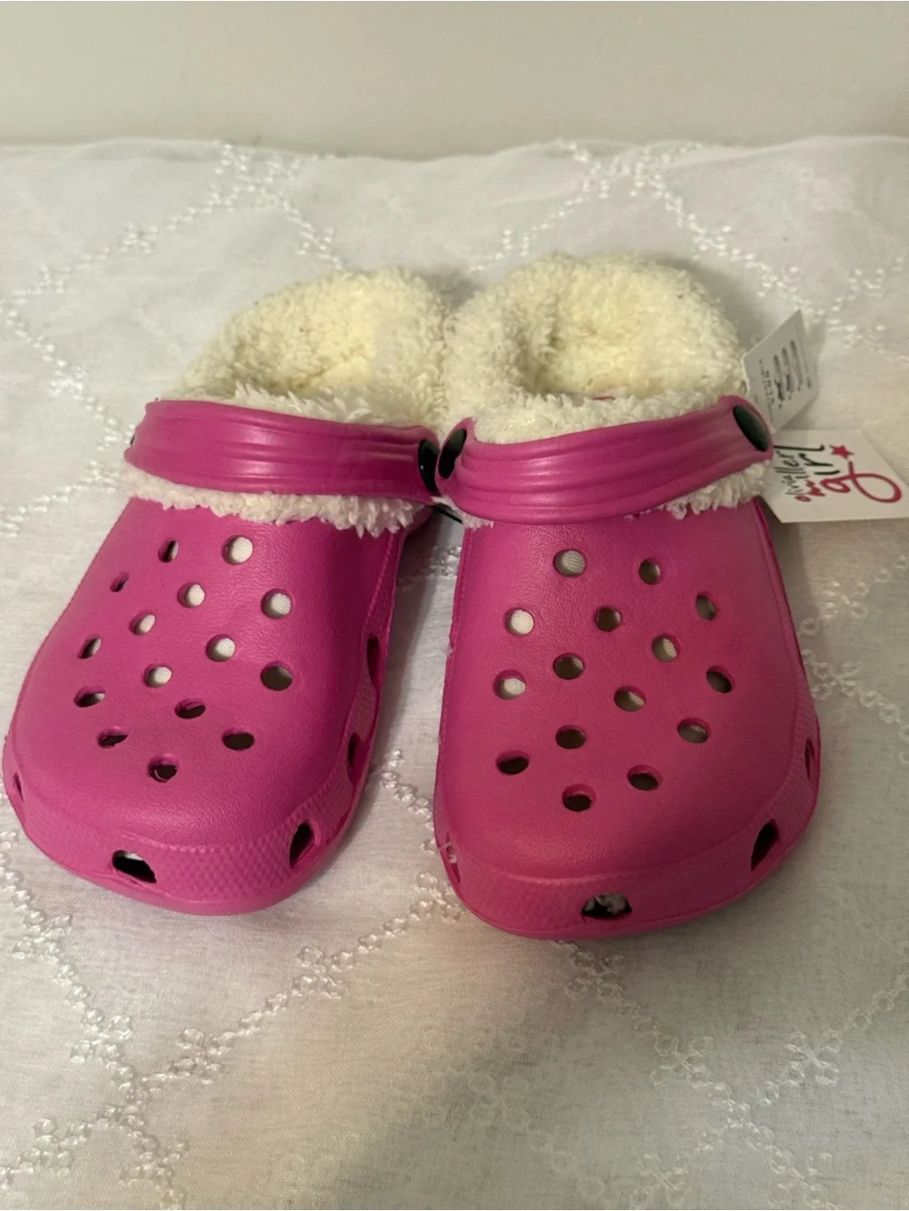Kids Plush-Lined Slip-On Clogs in Hot Pink